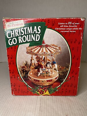 #ad Vintage 1997 Mr Christmas Go Round Animated Carousel Turns 25 Songs #29107 $19.99