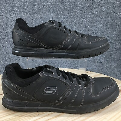 #ad Skechers 92 Shoes Mens 11.5 Relaxed Fit Sneakers 51176 Black Leather Lace Up $18.19