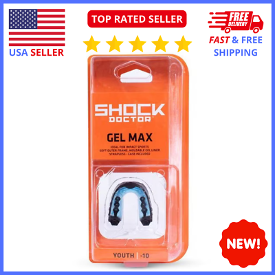 #ad Shock Doctor Gel Max Mouth Guard Youth 10 Black Blue $17.02