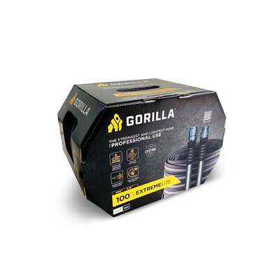 #ad Gorilla Garden Hose 5 8quot; x 100#x27; Crushproof Aluminum Couplings Heavy Duty Gray $78.45
