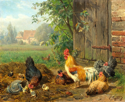 #ad Classic oil painting Chicken house Giclee Art Printed on canvas L2800 $7.99