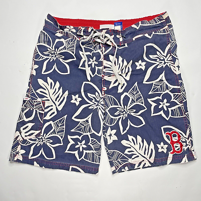 #ad MLB Genuine Merchandise Mens Boston Red Sox Floral Swim Board Shorts Sz M $12.99