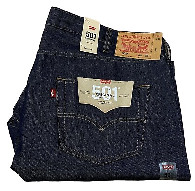 #ad Levis 501 Original Button Fly 46X32 Shrink to Fit Straight Leg Jeans Raw NWT $44.94