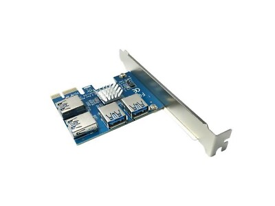#ad PCI Express 1X to 16X Riser Card 1 to 4 USB3.0 Multiplier Hub Adapter $13.00