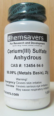 #ad Cerium III Sulfate Anhydrous 99.99% Metals Basis 25g $119.95