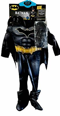 #ad DC Batman Boys Jumpsuit Cape Mask Boot Tops amp; Gloves Halloween Costume 3T 4T $24.97