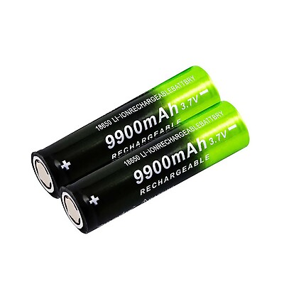#ad 2PC Batteries 3.7V Rechargeable Li ion 9900mAh Flashlight High Capacity Lot $8.99