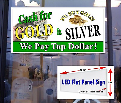 #ad Cash for Gold amp; Silver Led flat panel Light Box sign 48quot;x24quot; $379.95