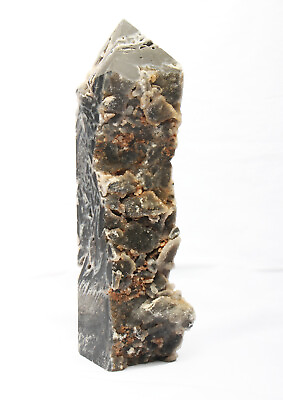#ad 1890g Natural sphalerite Tower with druze Crystal Quartz Healing Decorate $127.50