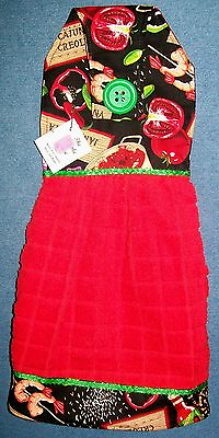 #ad **NEW** Handmade Cajun Creole Cuisine Red Hanging Kitchen Fridge Hand Towel #622 $8.21