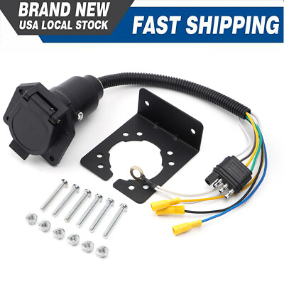 #ad 4 Way to 7Way RV Blade Trailer Wiring Plug Connector Brake Socket Multi Function $15.20