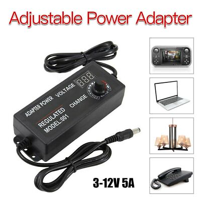 #ad Volt Durable Adjustable Voltage Charger Variable Power Supply Adapter 3V 12V $18.74