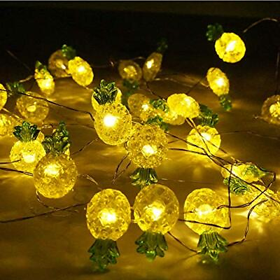 #ad 14ft Pineapple String Light 8 LED Modes Warm White Portable Battery Operated $20.20