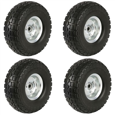 #ad 4 8 12 16Pcs 10quot; Solid Rubber Tyre Wheel Flat Free Tires 4.10 3.50 Truck Trolley $29.59