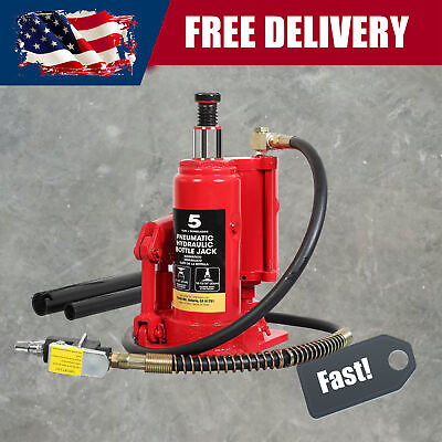#ad BIG RED 5 Ton Pneumatic Air Bottle Jack Manual Hand Pump Red AT RQ05002R $54.99