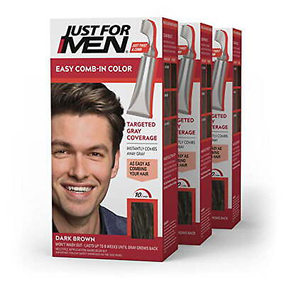 #ad Easy Comb in Hair Color for Men with Applicator Dark Brown A 45 3 Pack $24.28