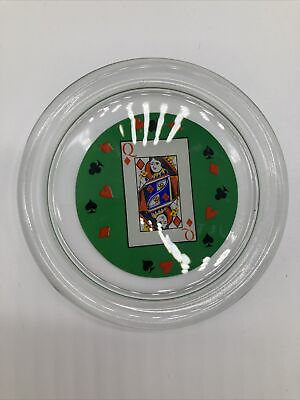 #ad Vintage Playing Card Glass Coaster Tray by Luminarc France $1.62