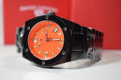 #ad Swiss Legend Women#x27;s Ceramic Throttle Orange Textured Dial Watch SL 10054 BKOTSA $99.00