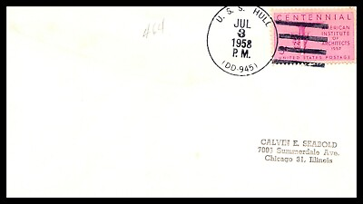 #ad Naval Cover USS Hull DD 945 1958 $4.75