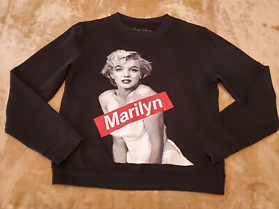 #ad Official Marilyn Monroe womens pinup Pullover black Sweatshirt MEDIUM rare $18.00