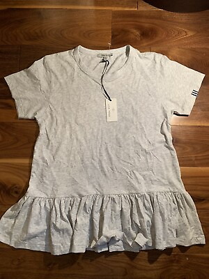 #ad Lisa Todd Now Ruffle Tee Short Sleeve Gray Mineral Size XS Style S19 TS166 NWT $39.99