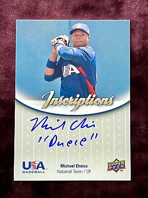 #ad Michael Choice 2009 USA Olympic Baseball Inscriptions Auto RC MINT Inscribed SP $9.95