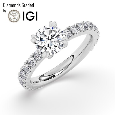 #ad IGI D VS1 Solitaire Lab Grown Round Diamond Engagement Ring 18K White Gold $1647.30