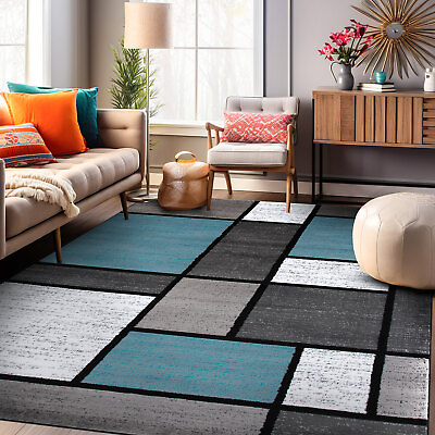 #ad Rugshop Area Rugs Contemporary Modern Boxed Color Block Dining Room Rug New Sale $212.03
