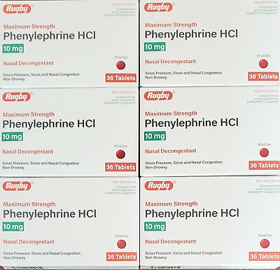 #ad Rugby Phenylephrine HCl 10 mg 216 Tablets 6 Pack Exp Date 04 2025 $13.99