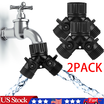 #ad 2 Pack Water Hose Splitter 2 Way 3 4quot; Hose Connector Outdoor Garden Y Valve Pipe $9.95
