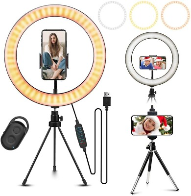 #ad 10quot;LED selfie ringtripod standphone holderremote control3 mode10 brightness $30.00
