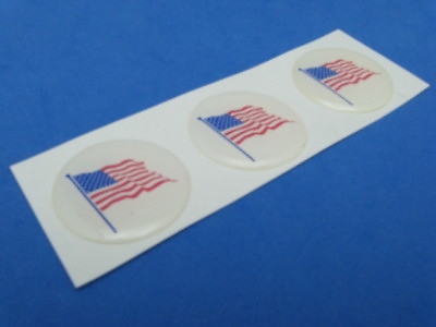 #ad USA FLAG PATRIOTIC DOMED DECAL EMBLEM STICKER SET OF THREE #077 $15.98