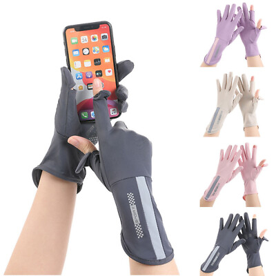 #ad Summer Cooling Ice Silk Gloves Anti UV Sun Protection Gloves Touch Screen Driver $4.12