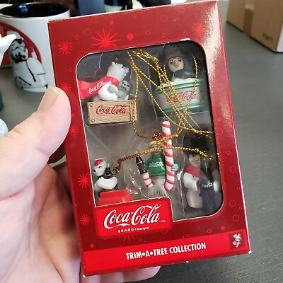 #ad Coca Cola Trim a Tree Collection Set of 5 Polar Bear Christmas Ornaments $14.91