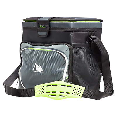 #ad 16 cans Zipperless Travel Soft Sided Cooler with Hard Liner Black and Green $24.14