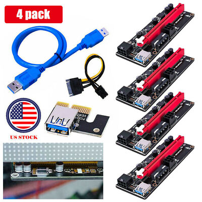 #ad #ad 4x GPU Riser Extender Adapter Card Cable PCI E 1x to 16x Powered USB3.0 VER 009s $8.99