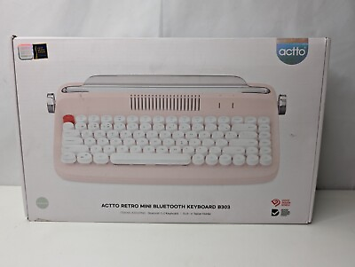 #ad Actto Retro Mini Bluetooth Keyboard B303 Pink Components Sealed Open Box $33.95