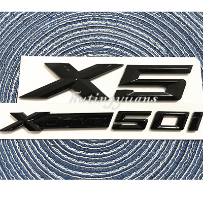 #ad 2X For X5 XDrive 50i Emblem Trunk Rear Glossy Black Badge 3D Sport Sticker $19.99