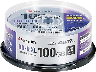 #ad Verbatim Blu ray Disc 20 Spindle 100GB 4X Speed BD R XL Printable VBR520YP20SD4 $83.30