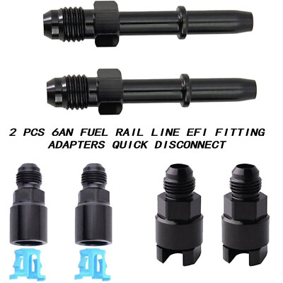 #ad 2 Pcs 6AN Fuel Rail Line Fitting Adapters Quick Disconnect Push On Hardline $10.69