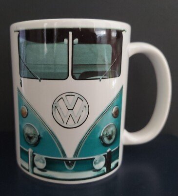#ad Coffee Cup Mug Retro Volkswagen VW Bus Design Turquoise 12 Oz. EUC $9.99