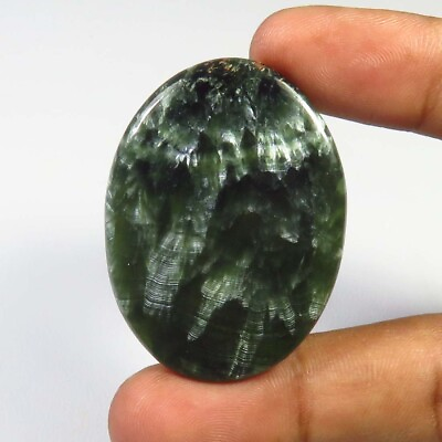 #ad Green Seraphinite Gems 43x32 mm Oval Smooth 57Cts Natural Seraphinite Cabs SH 37 $9.79