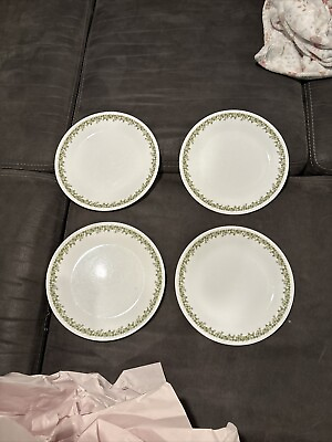 #ad 4 Corning Corelle Crazy Daisy Green Spring Blossom Dinner amp; Luncheon Plates $12.99