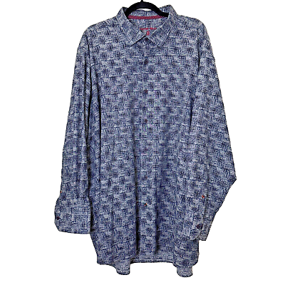 #ad Visconti Black Mens Button Down Up Dress Shirt Sz 3XLB Blue Geometric Designer $29.99