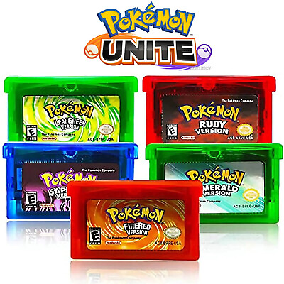Pokemon Game For Nintendo GBA Fire Red Emerald Ruby Sapphire Leaf Green Version $66.95