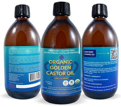 #ad QUEEN of the THRONES Organic Golden Castor Oil 100% Pure 500ML 16.9 FL OZ $44.00