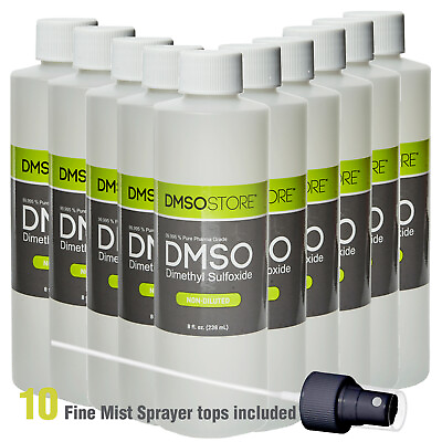 #ad DMSO 8 oz. Bottle Non diluted 99.995% Dimethyl Sulfoxide w Sprayer 10 pack $79.99