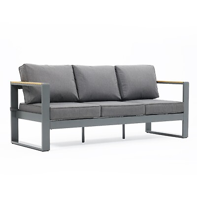 #ad Aoodor Outdoor Furniture Patio Aluminum 3 Seat Sectional Sofa with Cushions $332.49