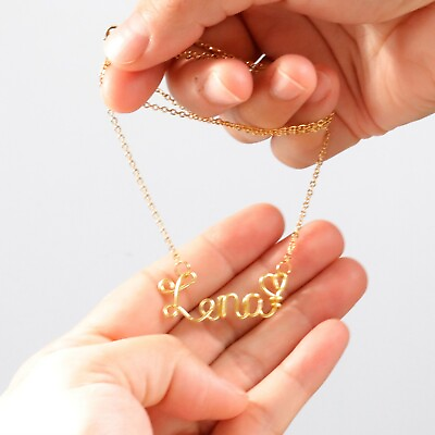 #ad Wire Name Necklace Gold Custom Wire Necklace Gold Wire Name NecklaceName Gift $45.99