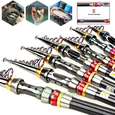 #ad Telescopic Fishing Rod Carbon Fiber Portable Travel Spinning Casting Lure Pole $22.19